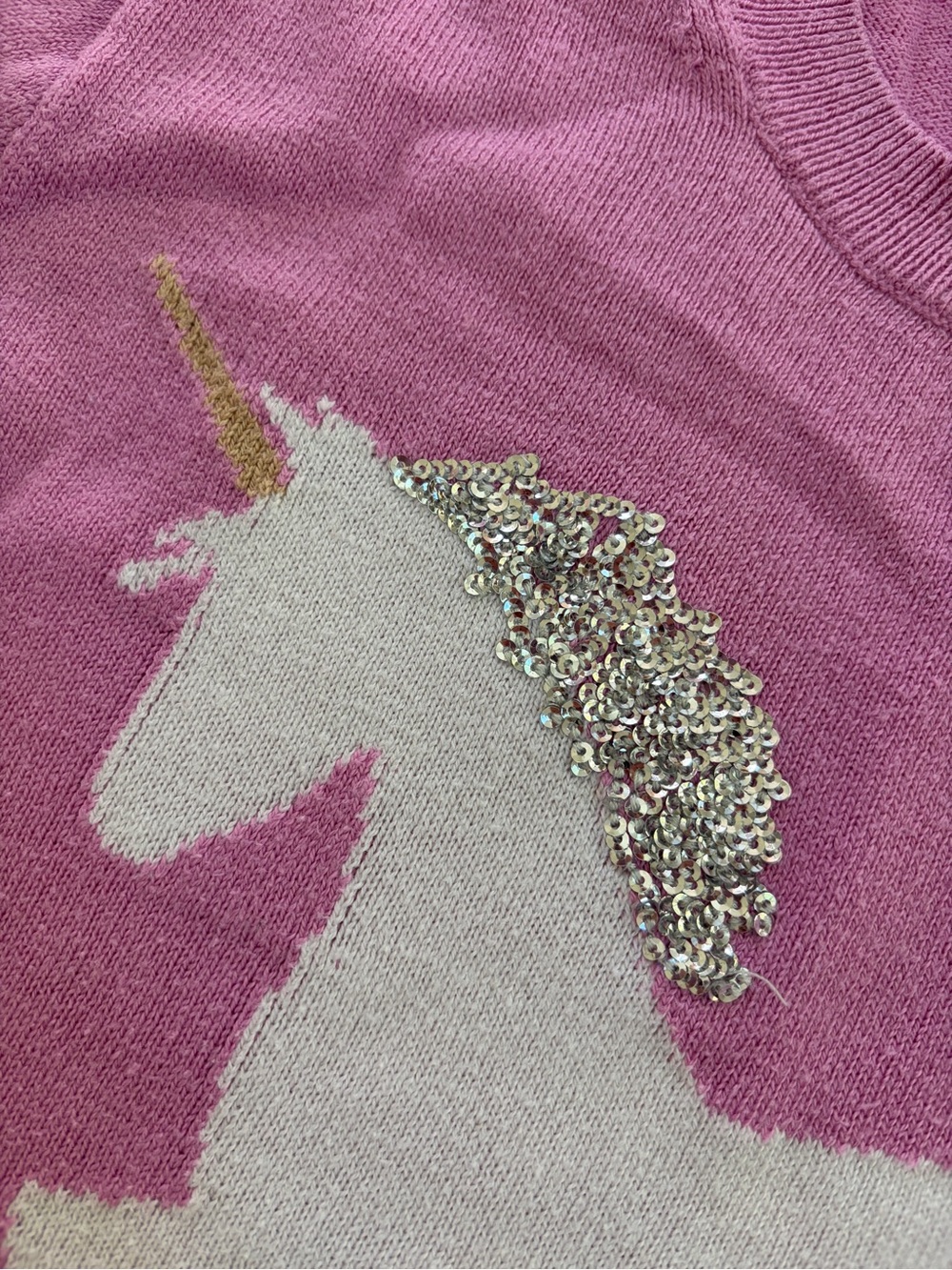 Crewcuts pink unicorn pullover crewneck sweater 12 14 girls sequins - Picture 4 of 6